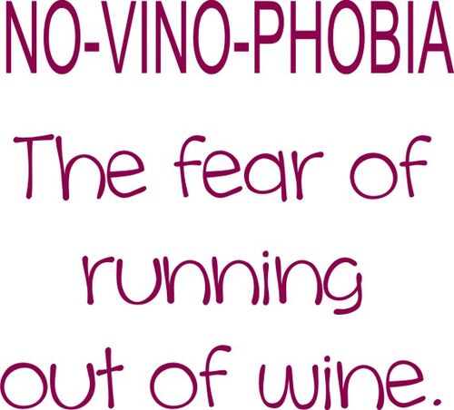 No-Vino-Phobia The fear of runnimg out of wine.