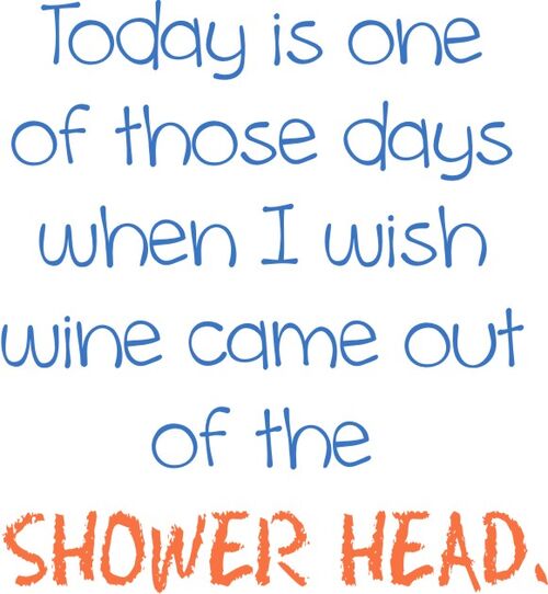 Today is one of those days when I wish wine came out of my Shower Head.