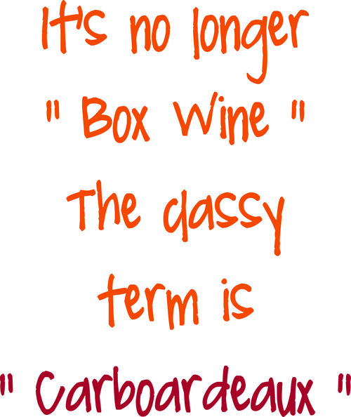 It’s no longer "box wine", the classy term is "Carboardeaux’.