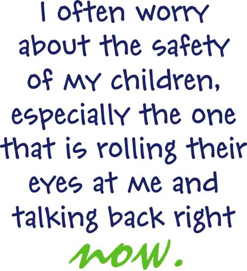 I often worry about the safety of my children, especially the one that is rolling their eyes at me and talking back right now.