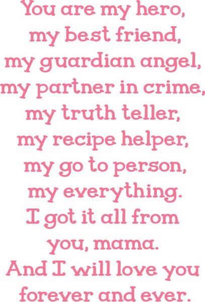 You are my hero, my best friend, my guardian angel, my partner in crime, my truth teller, my recipe helper, my go to person, my everything. I got it all from you, Mamam. And I will love you forever and ever.