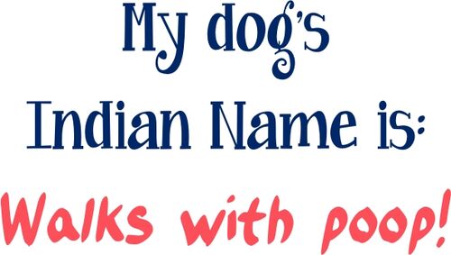 My dog’s Indian name is : Walks with poop!