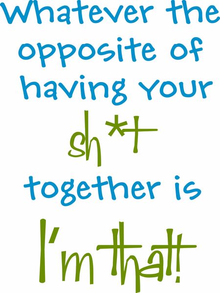 Whatever the opposite of having your sh*t together is, I'm that!