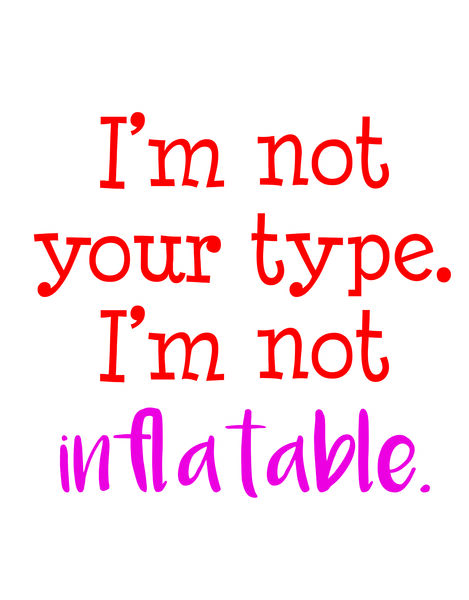 I'm not your type. I'm not inflatable.