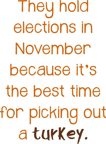 They hold elections in November because it’s the best time for picking out a turkey.