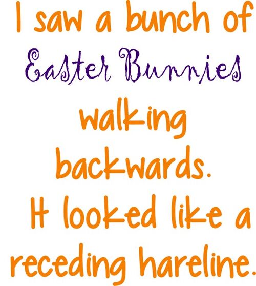 I saw a bunch of Easter bunnies walking backwards. It looked like a receding hareline.