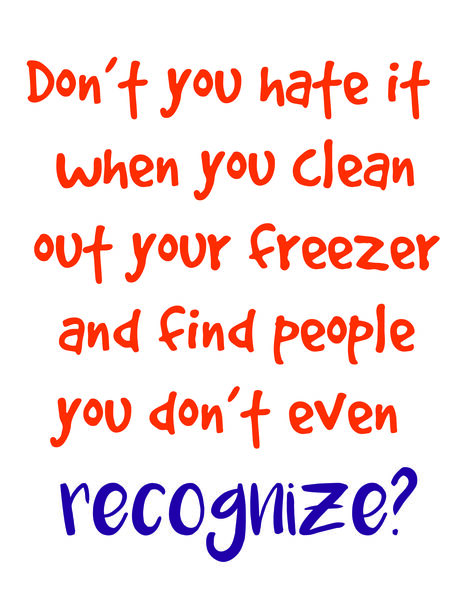 Don' you just hate it when you clean out your freezer and find people youn don't even recognize?