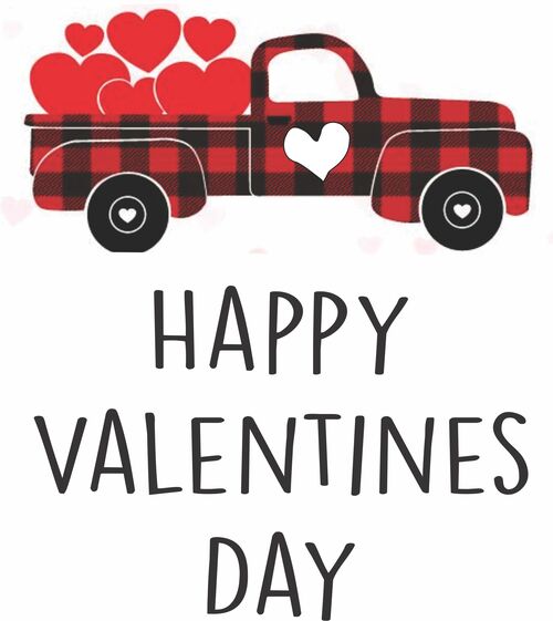 Happy Valentines Day Buffalo Plaid Truck