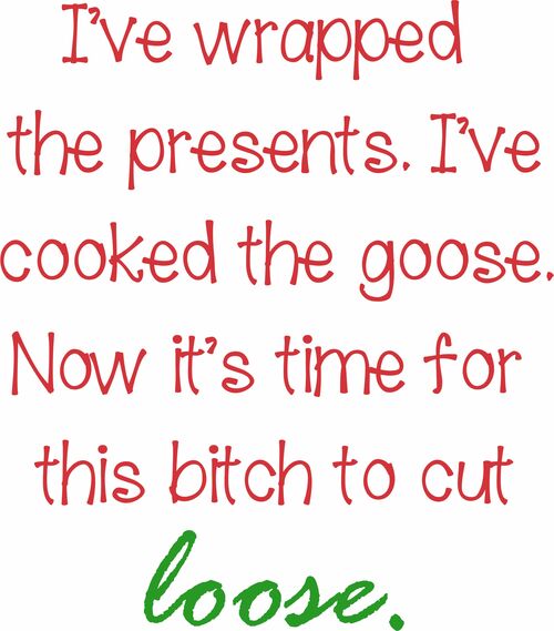 I’ve wrapped the presents. I’ve cooked the goose. Now it’s time for this bitch to let loose.