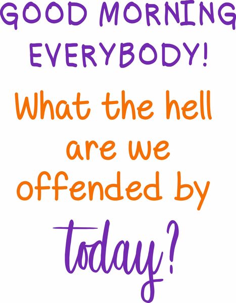 Good Morning Everybody! What the hell are we offended by today?