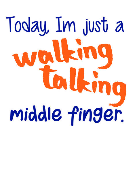 Today I'm just a walking talking middle finger.