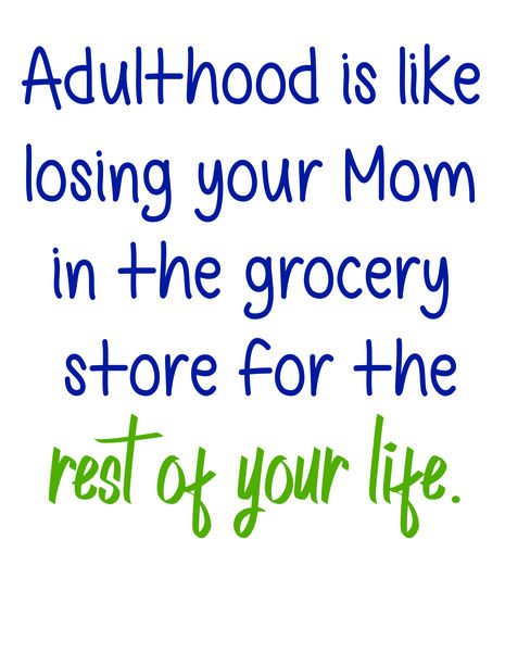 Adulthood is like losing your Mom in the grocery store for the rest of your life.