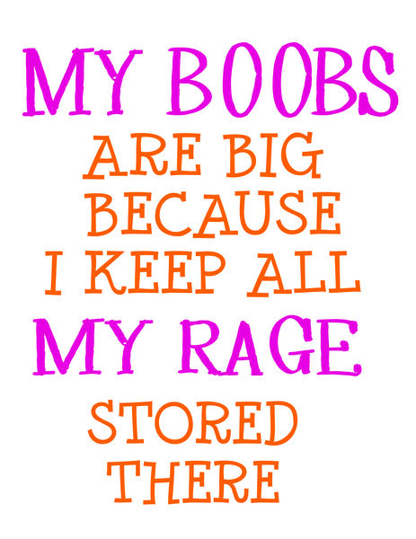 My boobs are big because I keep all my rage stored there.