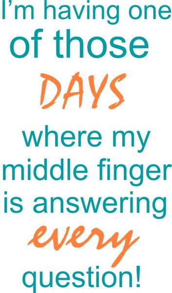 I’m having one of those DAYS where my middle finger is answering every question!