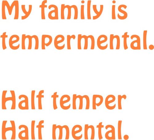 My family is tempermental. Half temper. Half mental..