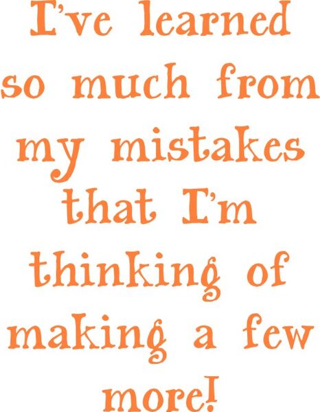 I’ve learned so much from my mistakes that I’m thinking of making a few more!