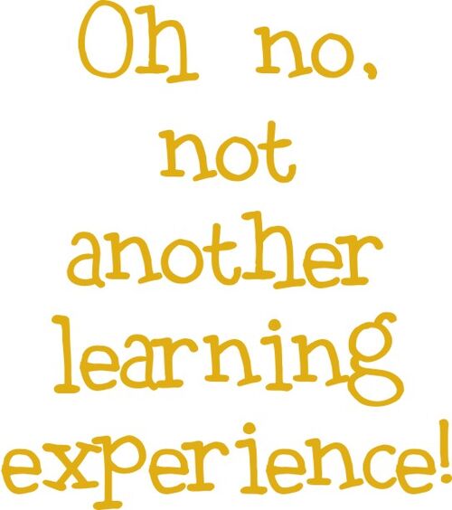 Oh no’ not another learning experience!