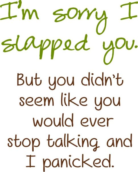 I’m sorry I slapped you.But you didn’t seem like you would ever stop talking and I panicked.