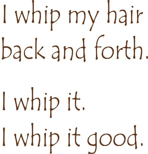 I whip my hair back and forth. I whip it, I whip it good.