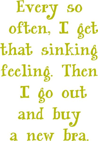 Every so often, I get that sinking feeling. Then I go out and buy a new bra.