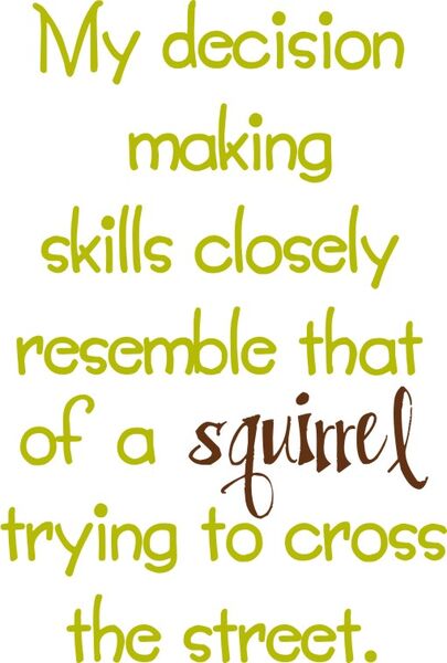 My decision making skills closely resemble that of a squirrel trying to cross the street.