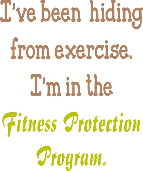 I,ve been hiding from exercise. I’m in the Fitness Protection Plan.