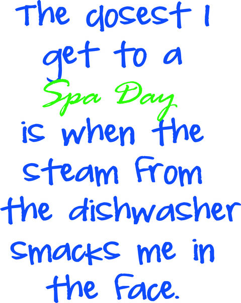 The closest I get to a Spa Day is when the steam from the dishwasher smacks me in the face.