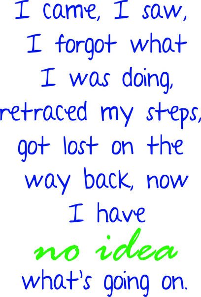 I came, I saw, I forgot what I was doing, retraced me steps, got lost on the way back?