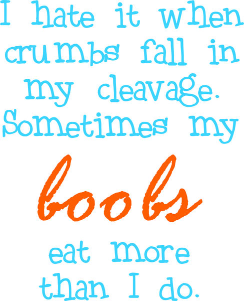 I hate it when crumbs fall into your clevage. Sometimes my boobs eat better than I do.