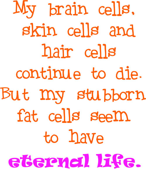 My brain cells, hair cells and skin cells continue to die. But my stubborn fat cells seem to have et