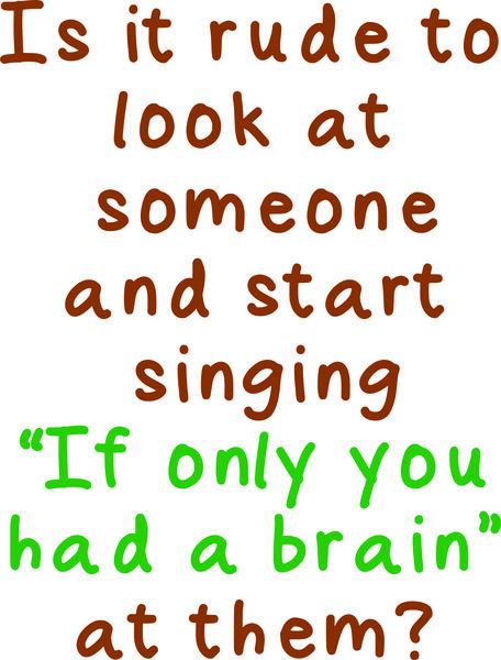 Is it rude to look at someone and start singing "If only you had a brain" to them?