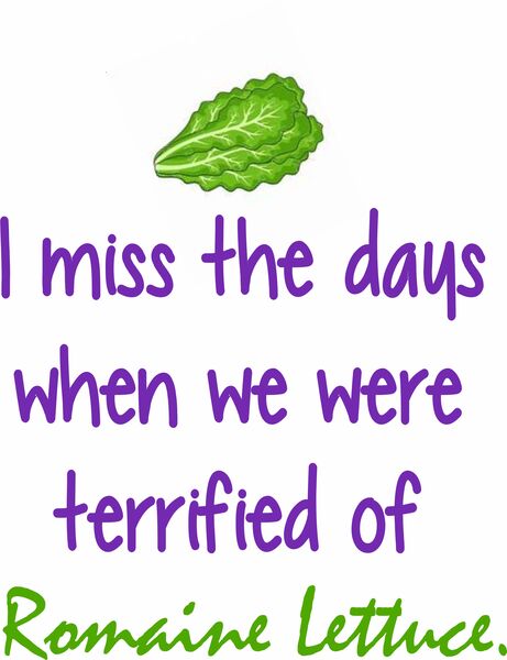 I miss the days when we were all afraid of Romaine Lettuce.