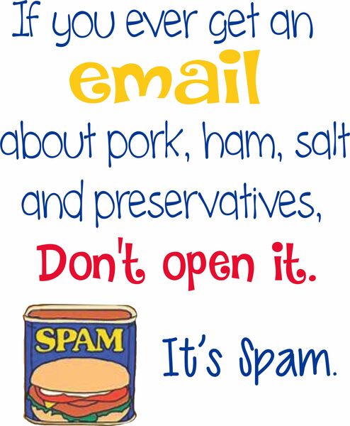 If you ever get an email about ham, salt, pork and preservatives, don't open it. It's spam.