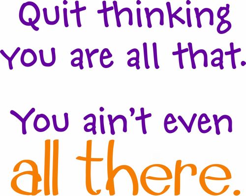 Quit thinking you are all that. You ain't even all there.