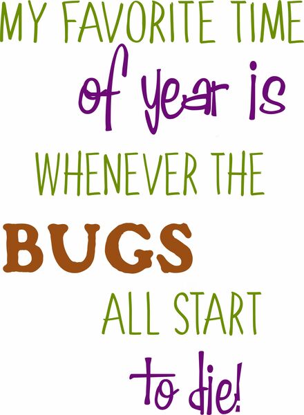 My favorite time of year is whenever the bugs all start to die!