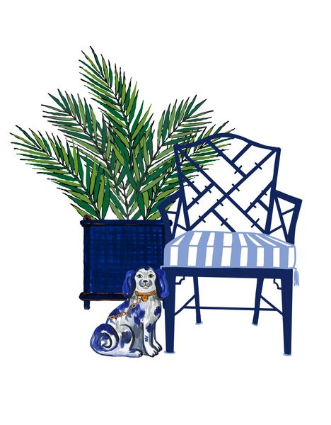 Chipindale Chair with Chinoiserie Dog