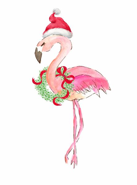 Palm Beach Flamingo with Wreath