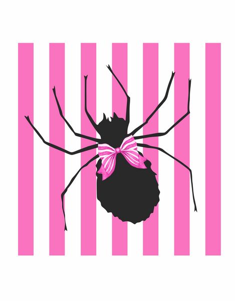 Pink & White Stripe with Black Spider