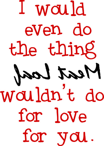 I would even do the thing Meat Loaf would’nt do for love for you.