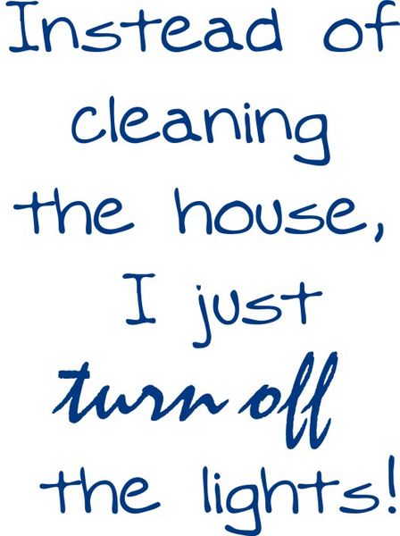 Instead of cleaning the house, I turn off the lights!