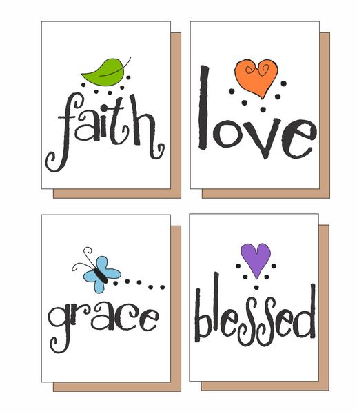 Boxed Note Cards-FAITH, LOVE, GRACE, BLESSED 8 Note Crads 2