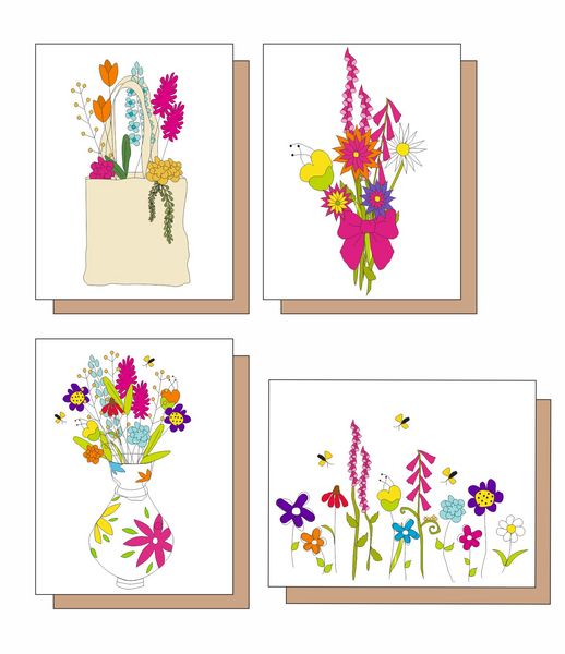 Boxed Note Cards- Assorted Wildflowers 8 Note Crads 2 each