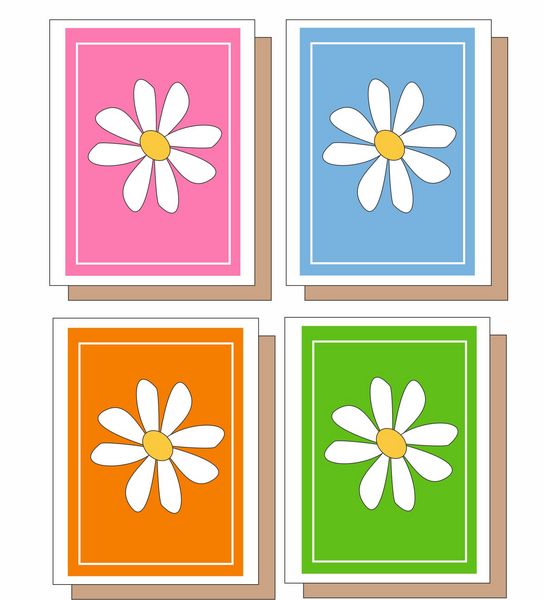 Boxed Note Cards-White Daisy 8 Note Crads 2 each of 4 Desig