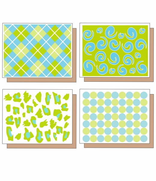 Boxed Note Cards- Blue and Green Assorted Patterns 8 Note C