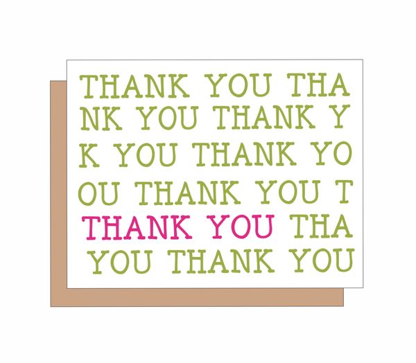 Boxed Note Cards-Thank You Pink and Green 8 Note Crads 8 Se