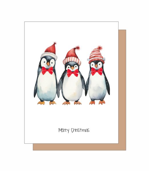 Boxed Note Cards-Merry Christmas Penguins 8 Note Crads 8 S