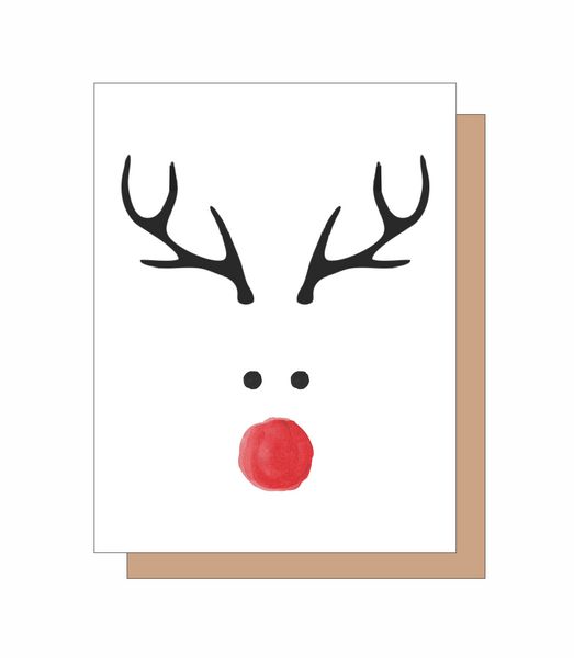 Boxed Note Cards-Rudolph 8 Note Crads 8 Self Sealing Kraft