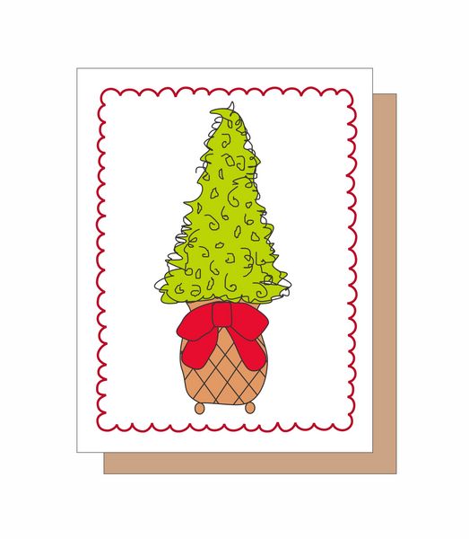 Boxed Note Cards-Christmas Topiary 8 Note Crads 8 Self Seal