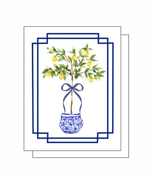 Lemon Topiary 8 Note Crads 8 Self Sealing White Envelopes Blank Inside