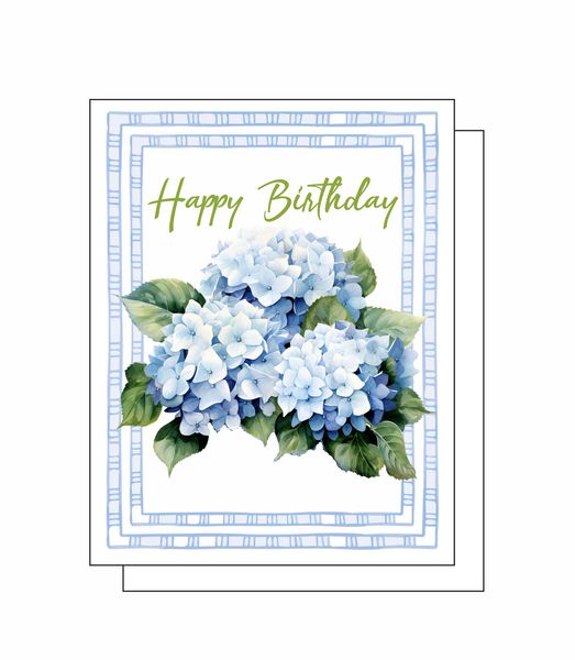 Happy Birthday Hydrangea 8 Note Crads 8 Self Sealing White Envelopes Blank Inside